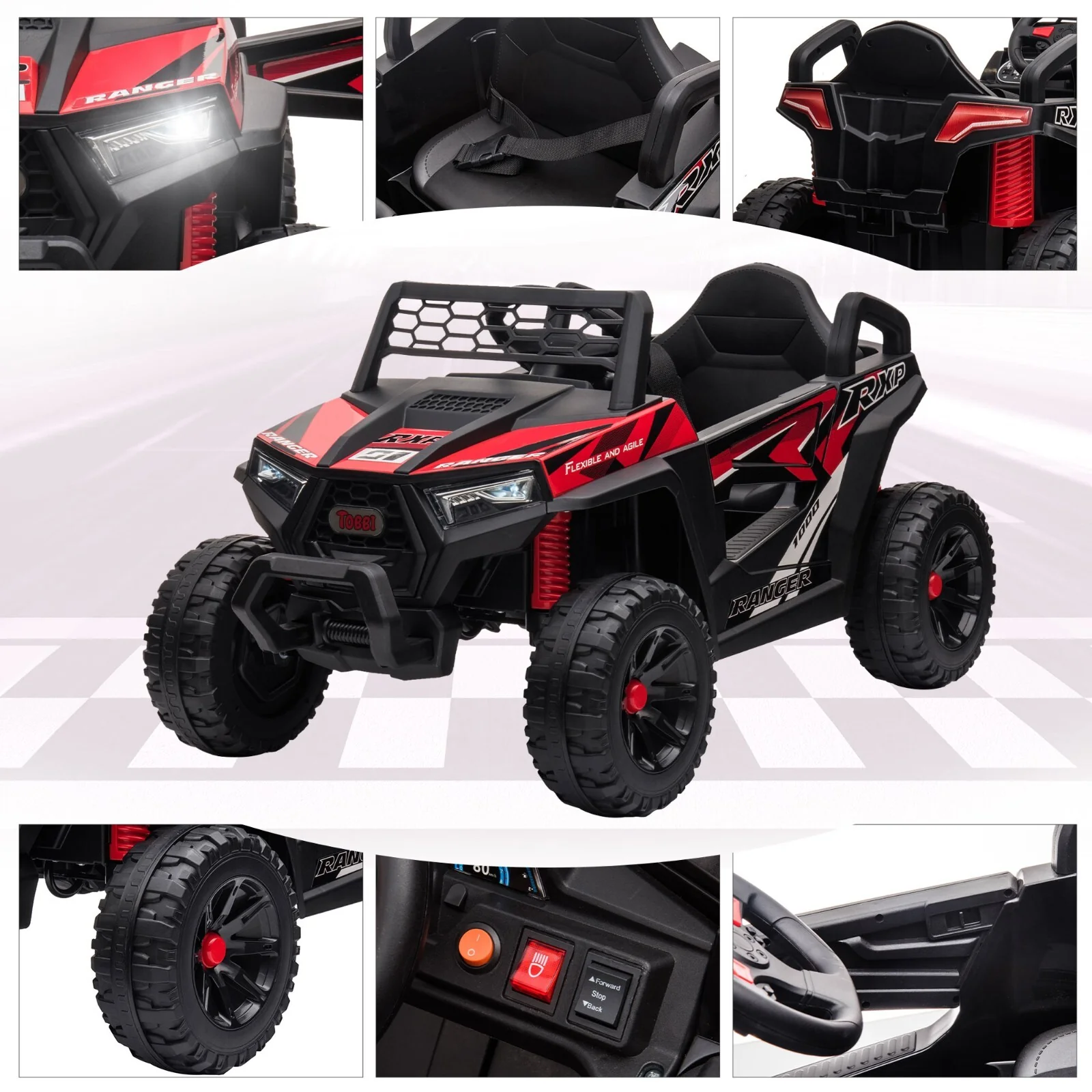 12V Kids Electric Off-Road UTV Ride-On Truck with LED Headlights - Image 9