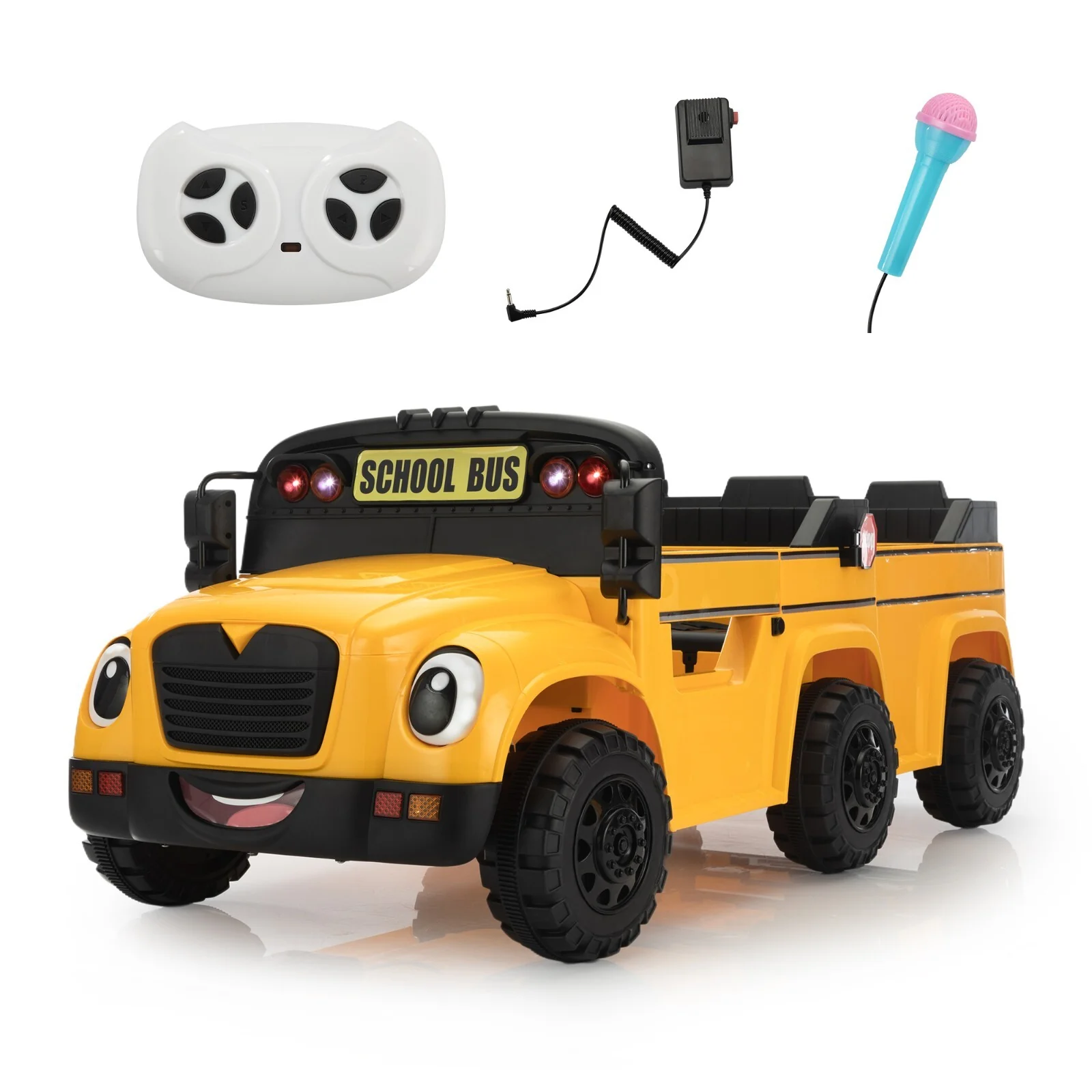 12V Kids Electric 2-Seater Ride-On School Bus Toy Car with Remote Control