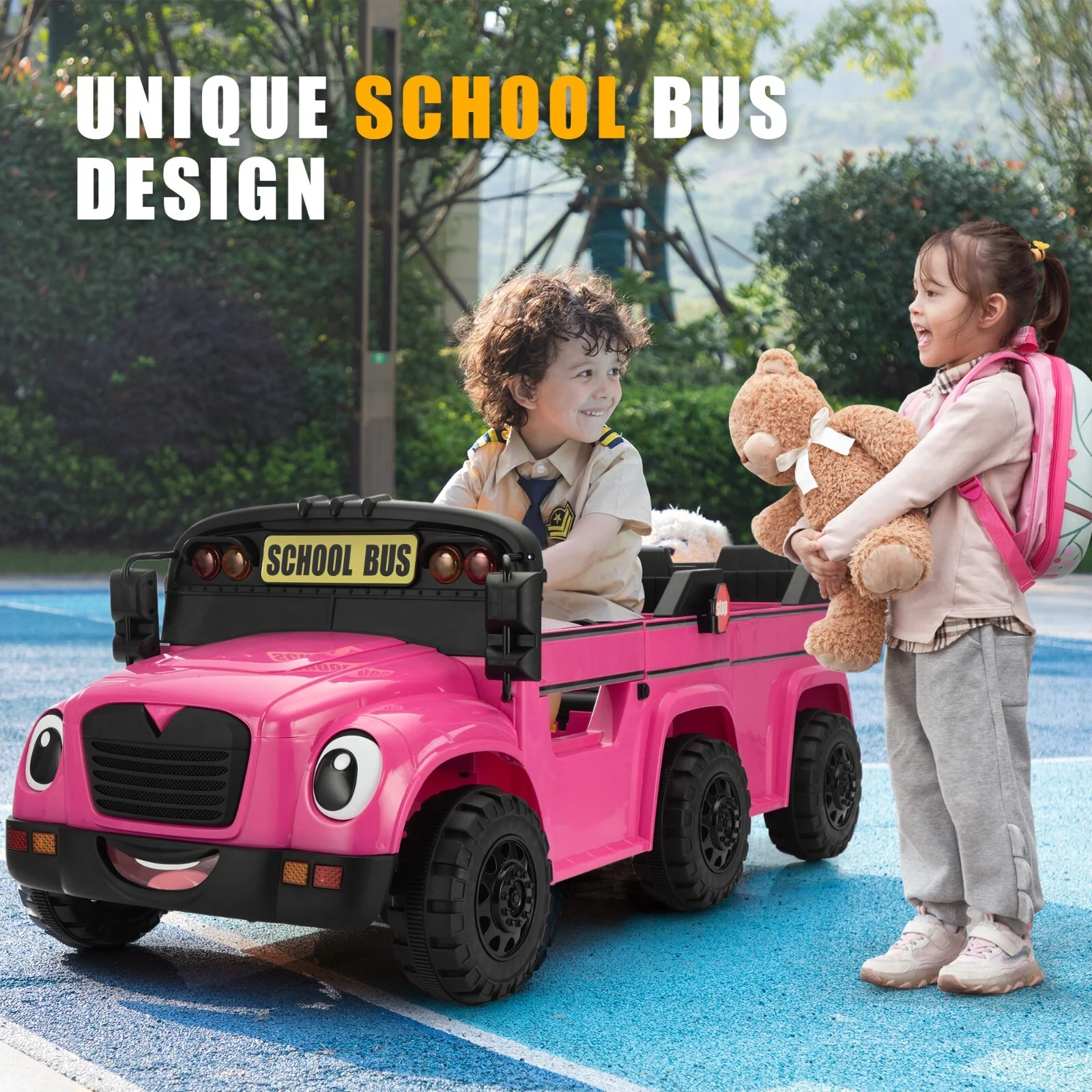 12V Kids Electric 2-Seater Ride-On School Bus Toy Car with Remote Control - Image 14