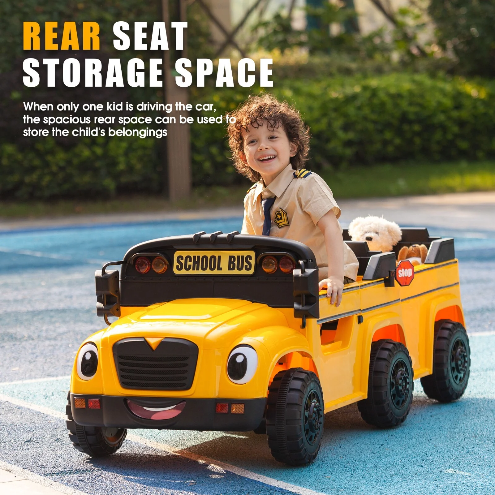 12V Kids Electric 2-Seater Ride-On School Bus Toy Car with Remote Control - Image 6
