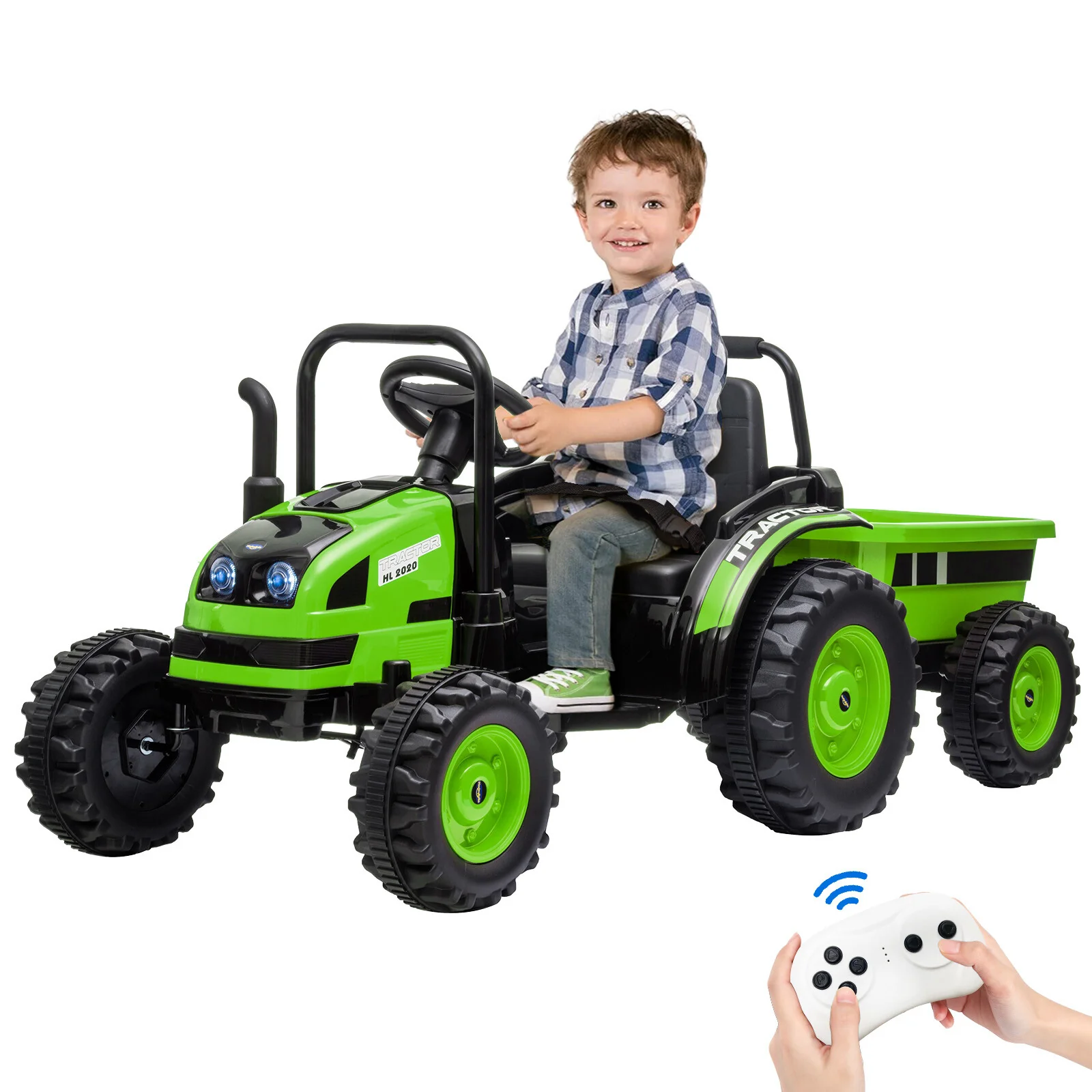 12V Kids Electric 4-Wheel Ride-On Tractor with Trailer and 35W Motor - Image 2