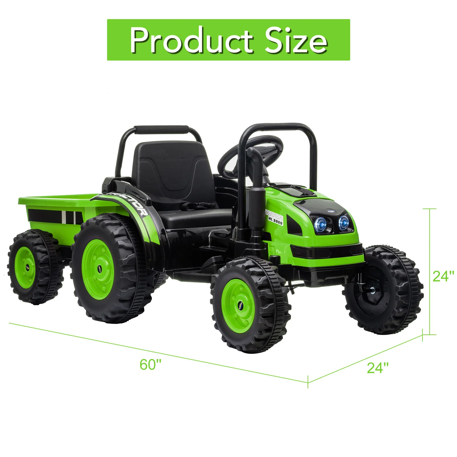 12V Kids Electric 4-Wheel Ride-On Tractor with Trailer and 35W Motor - Image 3