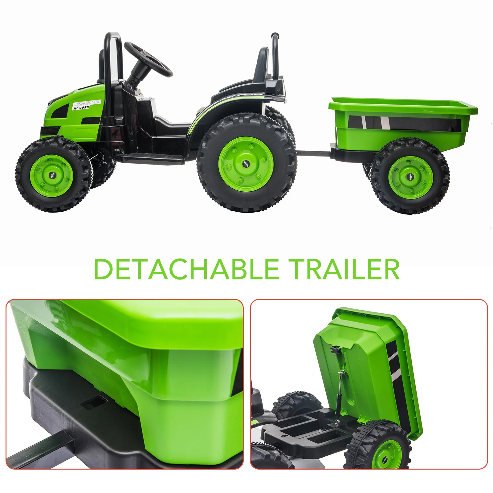 12V Kids Electric 4-Wheel Ride-On Tractor with Trailer and 35W Motor - Image 4