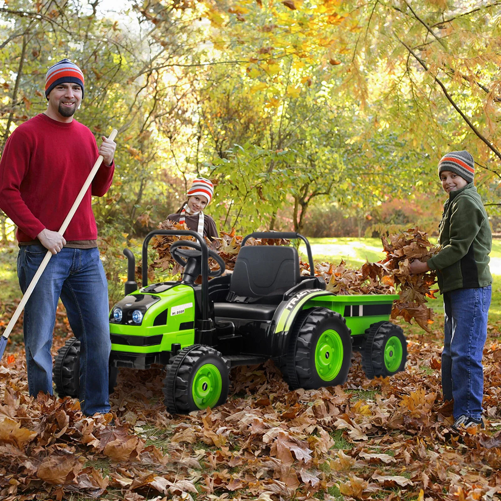 12V Kids Electric 4-Wheel Ride-On Tractor with Trailer and 35W Motor - Image 6