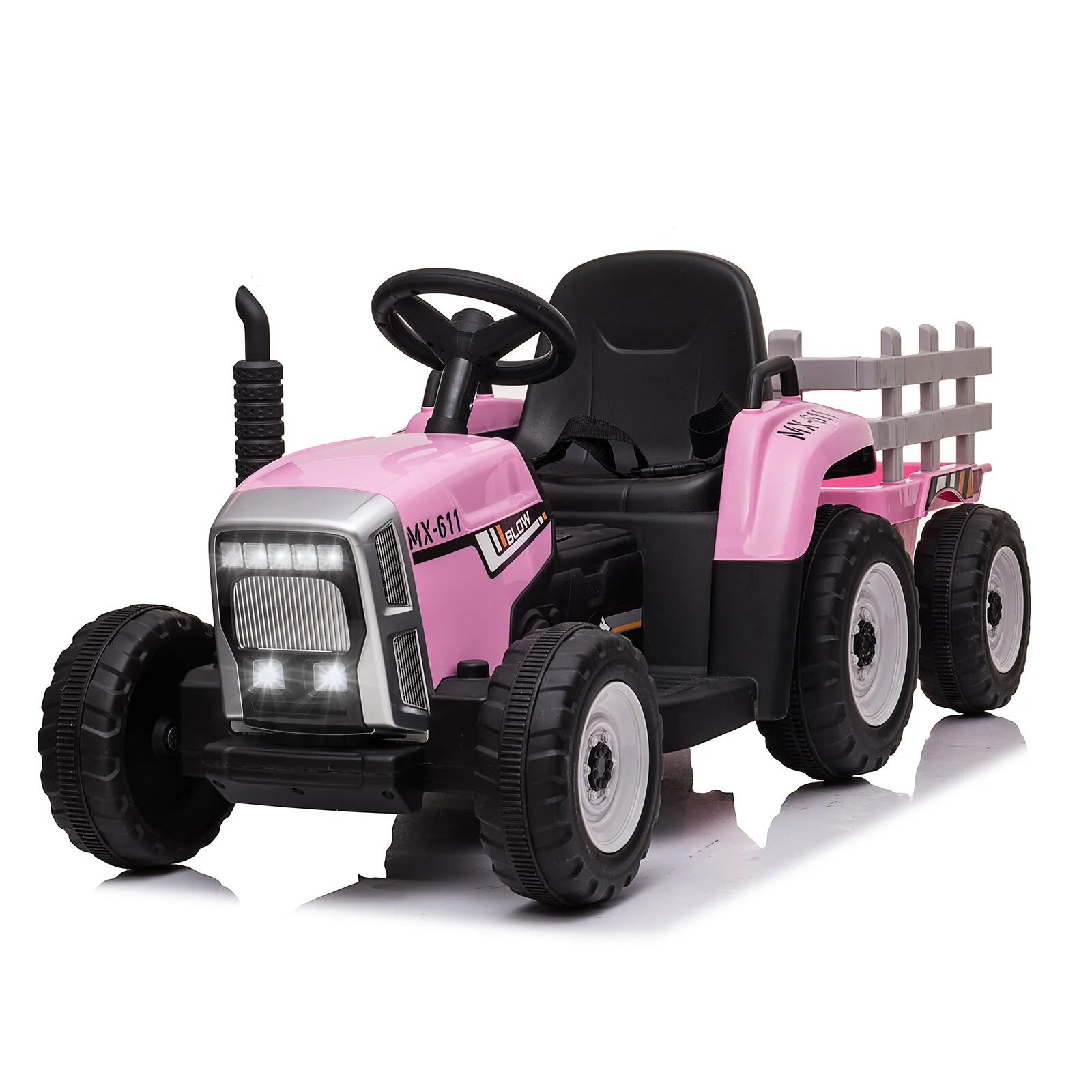 12V Kids Electric Ride-On Tractor Toy with Trailer, 3-Speed and Remote Control, 25W - Image 3