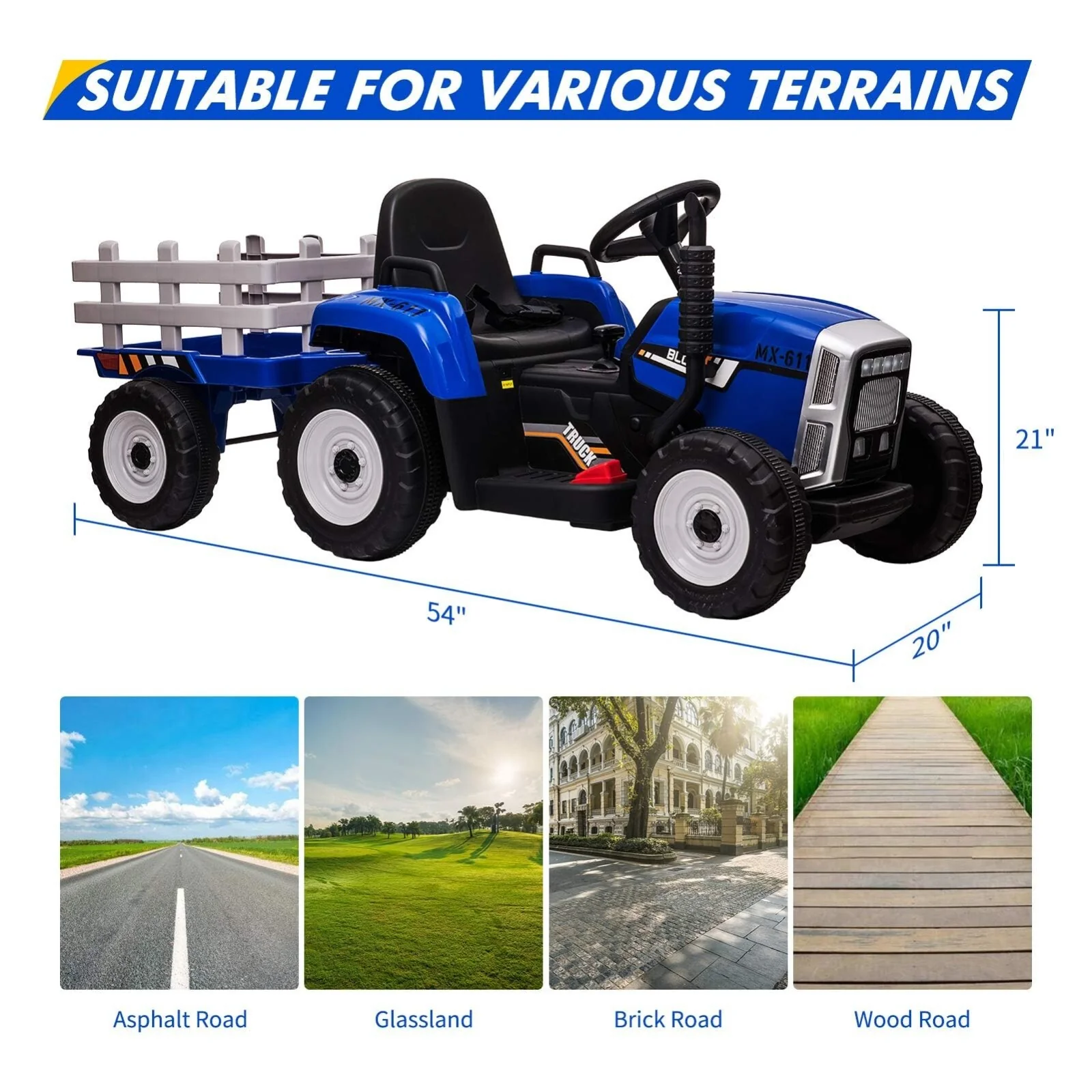 12V Kids Electric Ride-On Tractor with Trailer Battery Powered Car Toy and Remote Control - Image 29