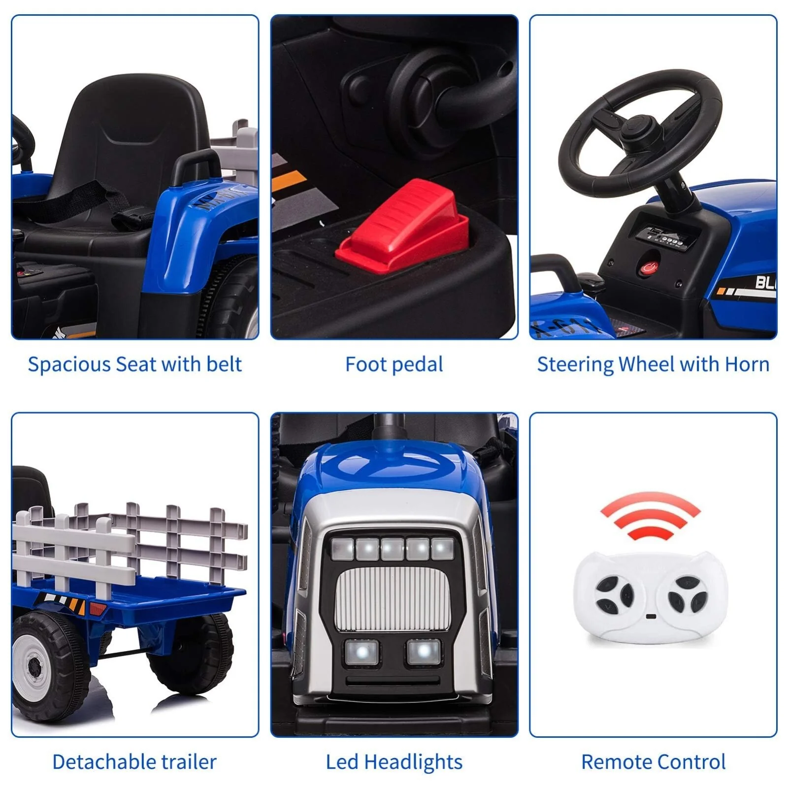 12V Kids Electric Ride-On Tractor with Trailer Battery Powered Car Toy and Remote Control - Image 30