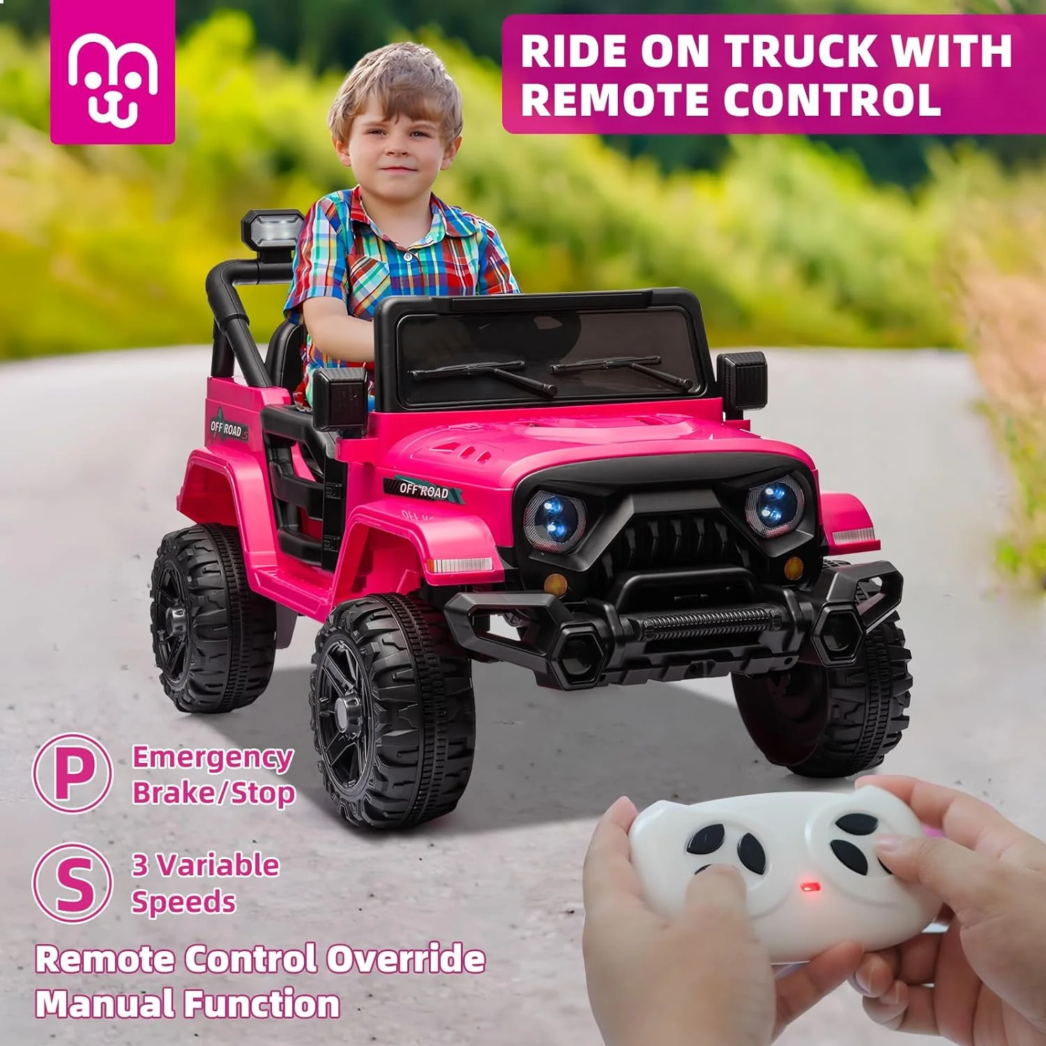 12V Kids Electric Ride-On Truck Car with Remote Control, Twin 35W Motors, 3.5 MPH Max Speed - Image 2