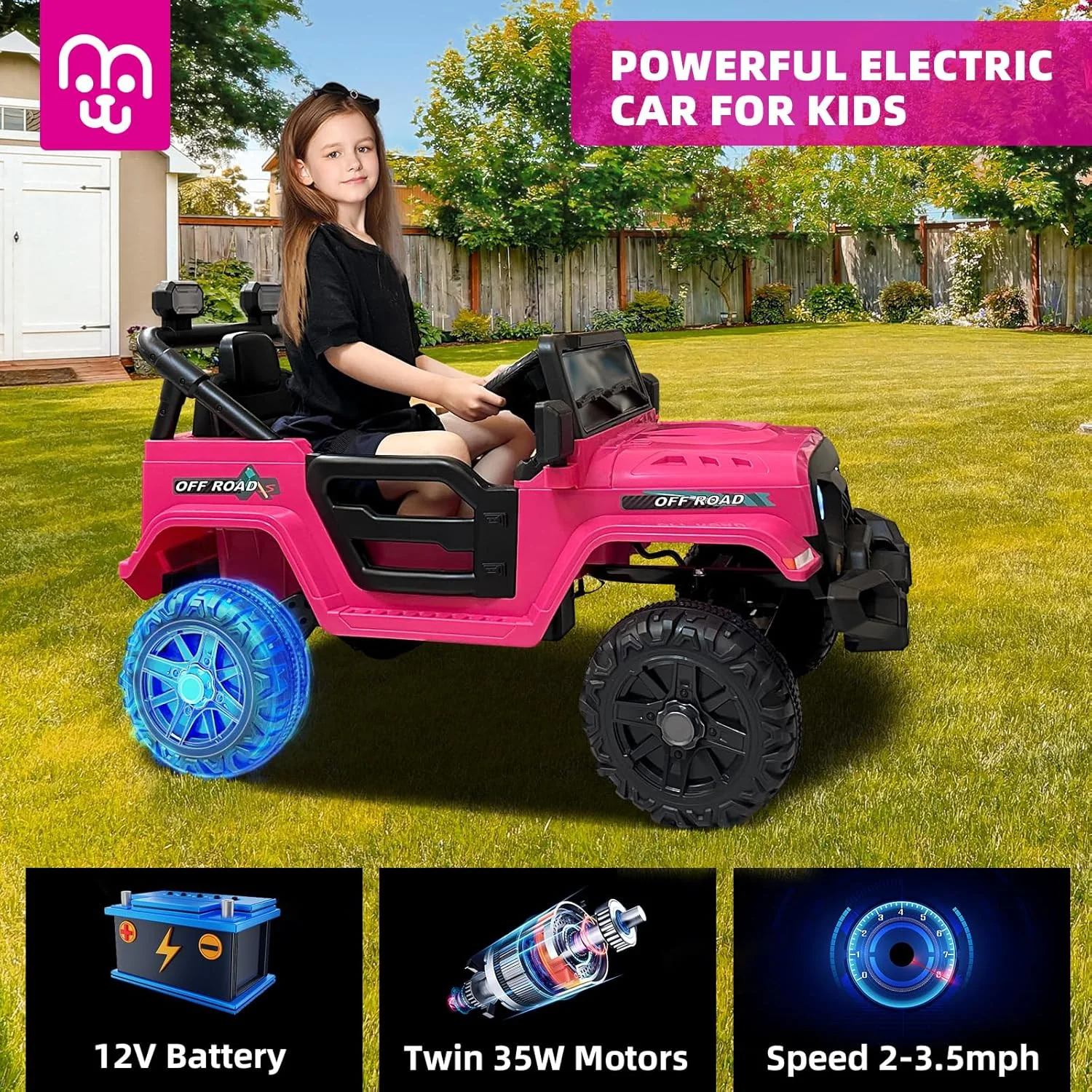 12V Kids Electric Ride-On Truck Car with Remote Control, Twin 35W Motors, 3.5 MPH Max Speed - Image 3