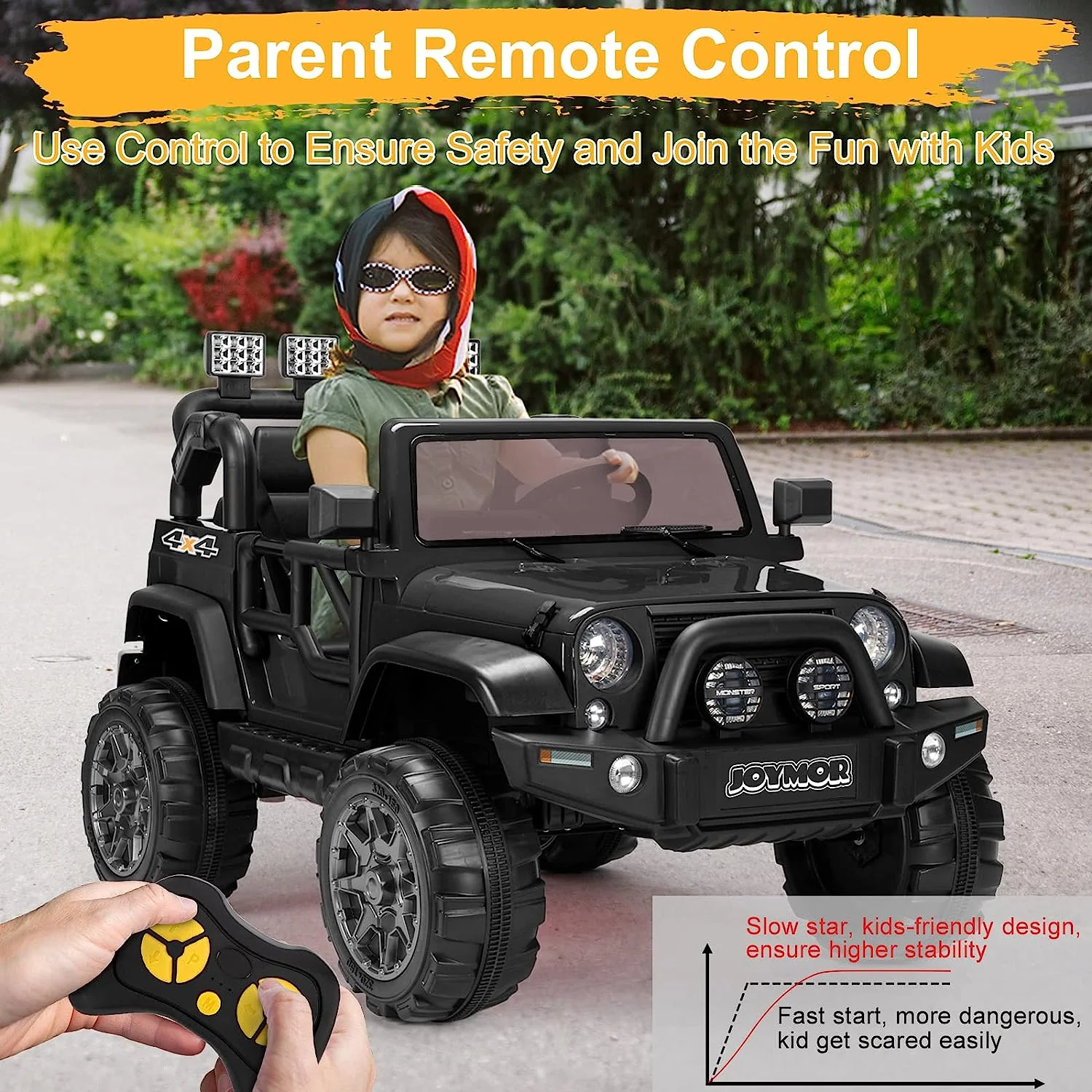 12V Kids Electric Ride-On Truck with Remote Control and Lights - Image 4