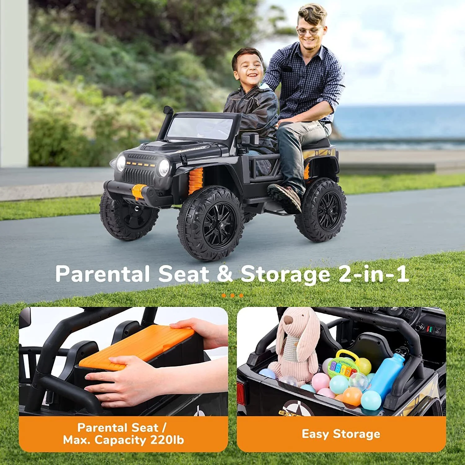 12V Kids Electric Ride On Truck with Remote Control and Parent Seat - Image 7