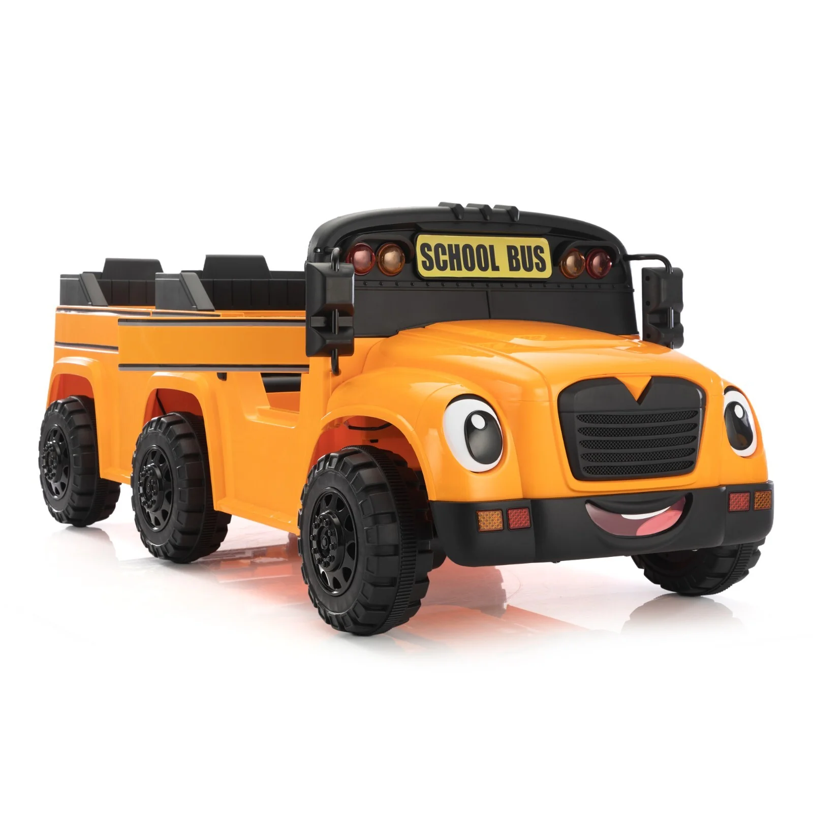 12V Kids Electric School Bus with Remote Control, 2 Seats and LED Lights, Orange - Image 3