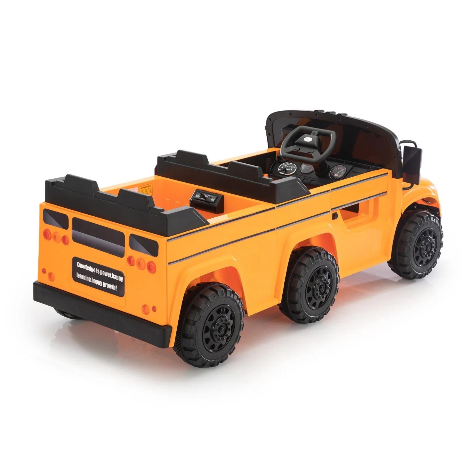 12V Kids Electric School Bus with Remote Control, 2 Seats and LED Lights, Orange - Image 5