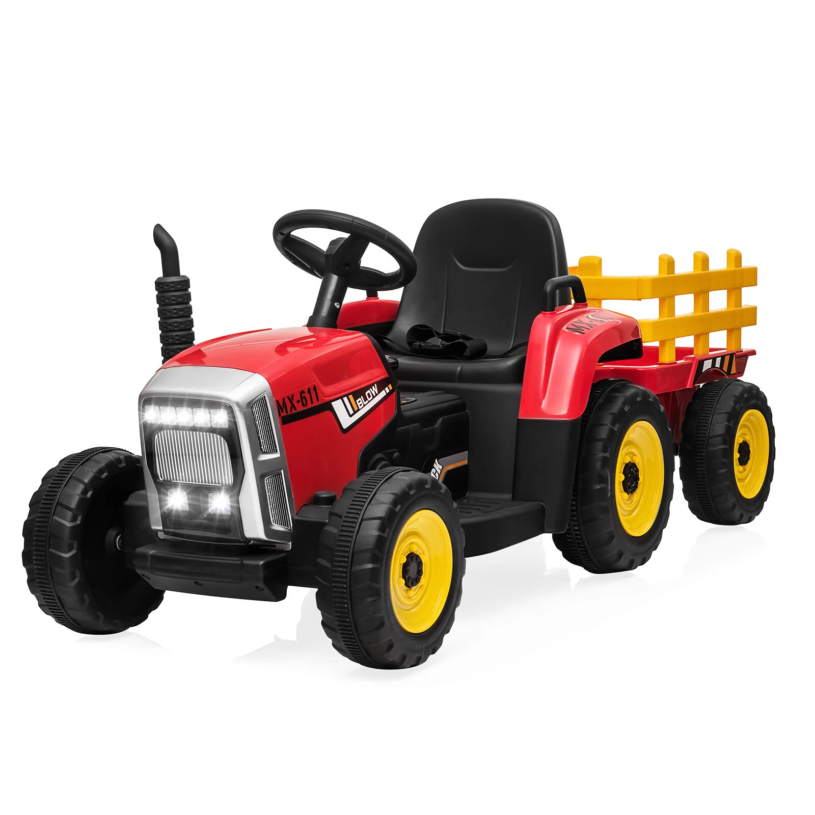 12V Battery-Powered Kids Electric Ride-On Tractor with Trailer and Remote Control - Image 10
