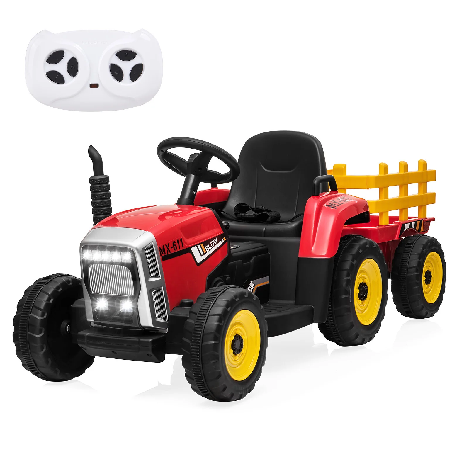 12V Electric Kids Ride-On Tractor with Trailer and Remote Control - Image 10