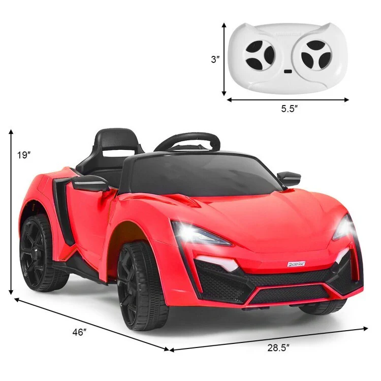 12V Red Electric Ride-On Vehicle for Kids with Lights and Remote Control - Image 4