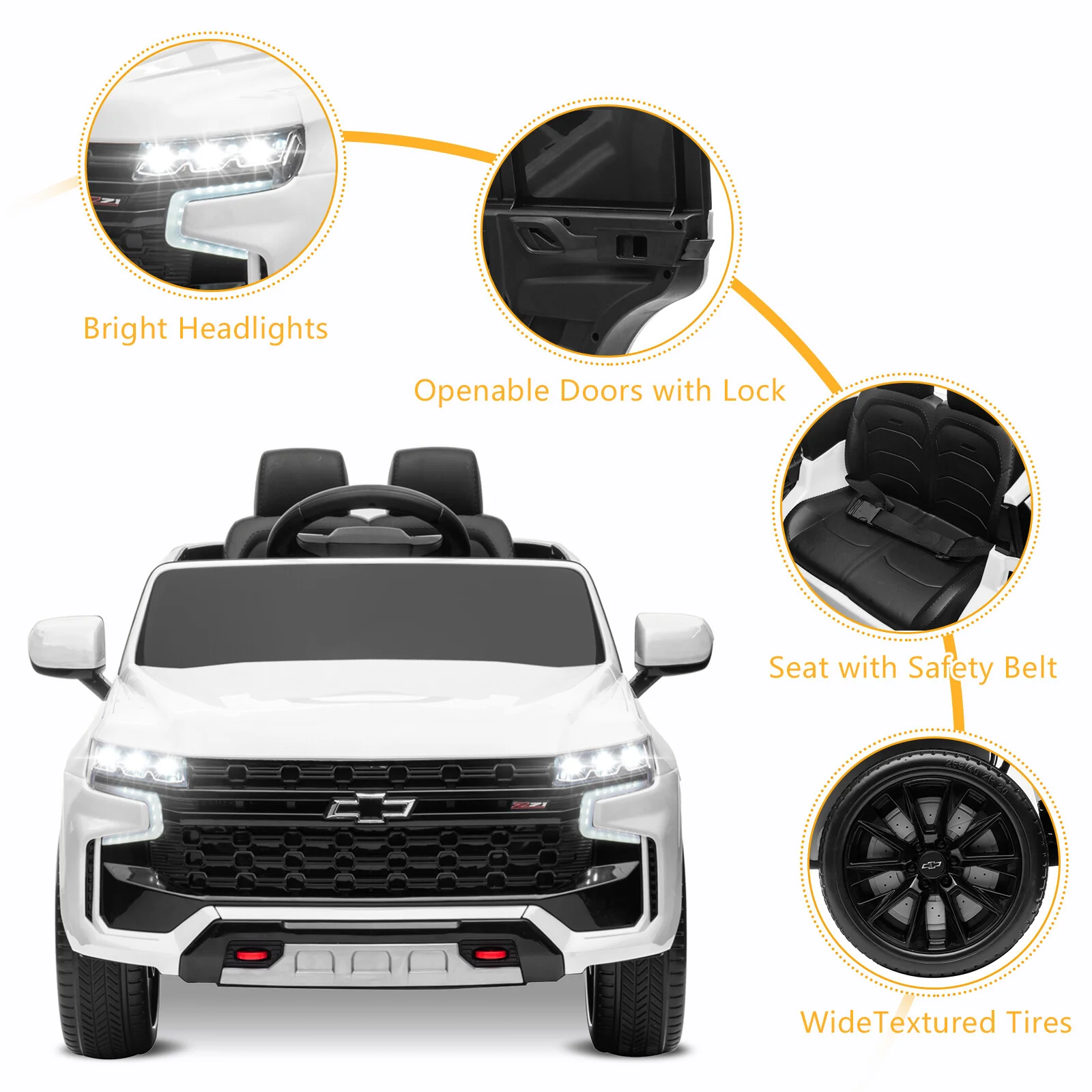 12V Licensed Chevrolet Tahoe Electric Ride-On Car for Kids with Remote Control Battery Powered Toy - Image 2