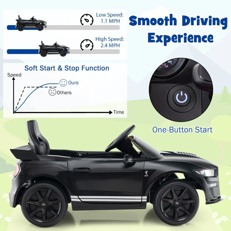 12V Licensed Ford Mustang Shelby GT500 Kids Ride-On Car with Remote Control for Ages 3-8 - Image 7