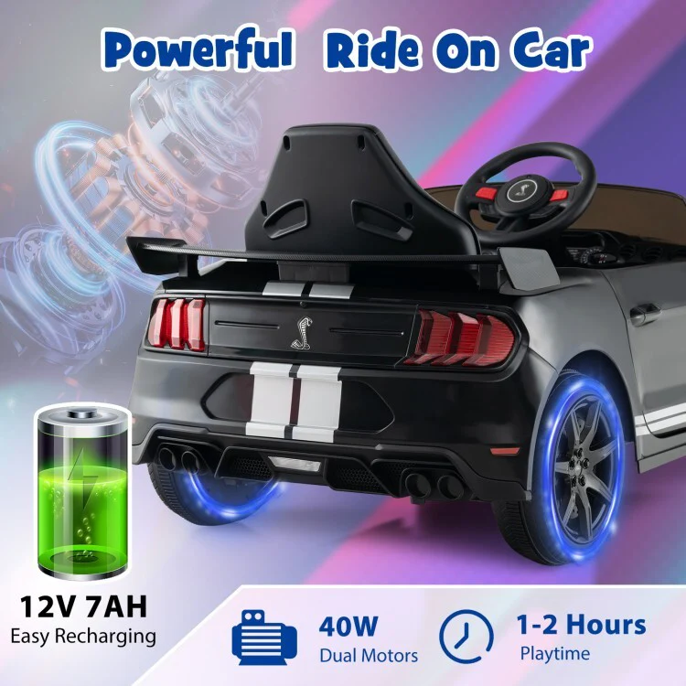 12V Licensed Ford Mustang Shelby GT500 Kids Ride-On Car with Remote Control for Ages 3-8 - Image 8