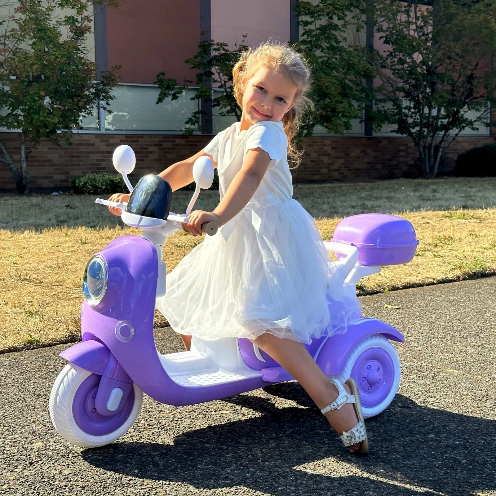 12V Electric 3-Wheel Kids Motorcycle Scooter Moped Toy with LED Lights for Girls - Image 7