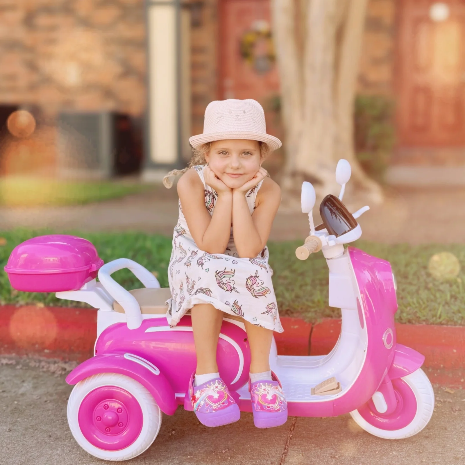12V Electric 3-Wheel Kids Motorcycle Tricycle Scooter Toy with LED Lights for Girls - Image 6