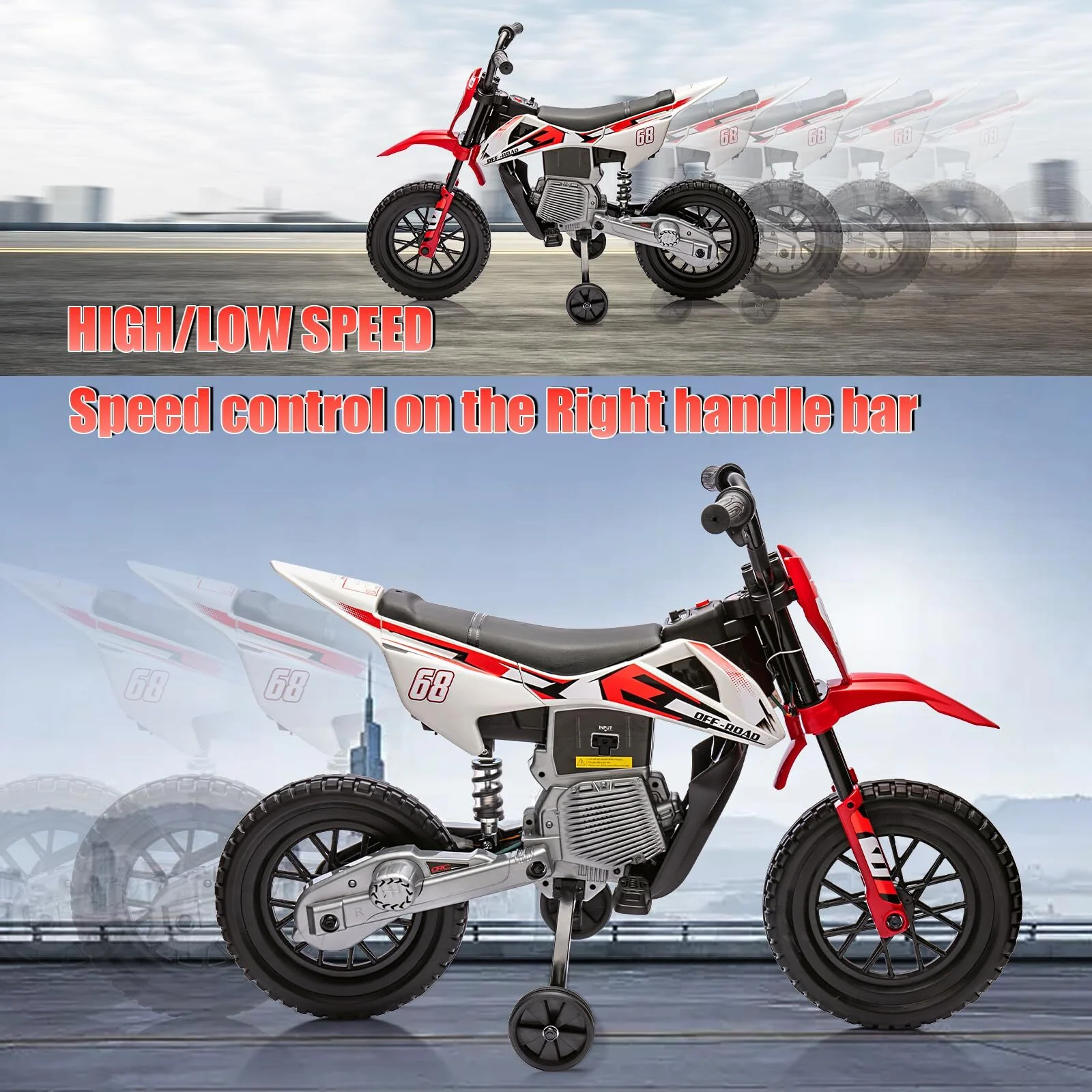 12V Kids Electric Dirt Bike Motorcycle with Training Wheels for Toddlers - Image 10