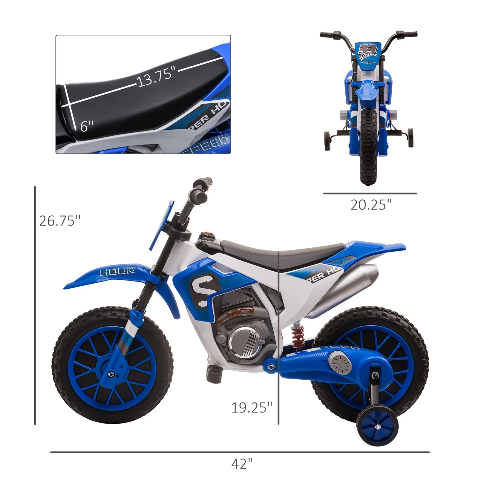 12V Blue Kids Electric Off-Road Motorbike - Image 2