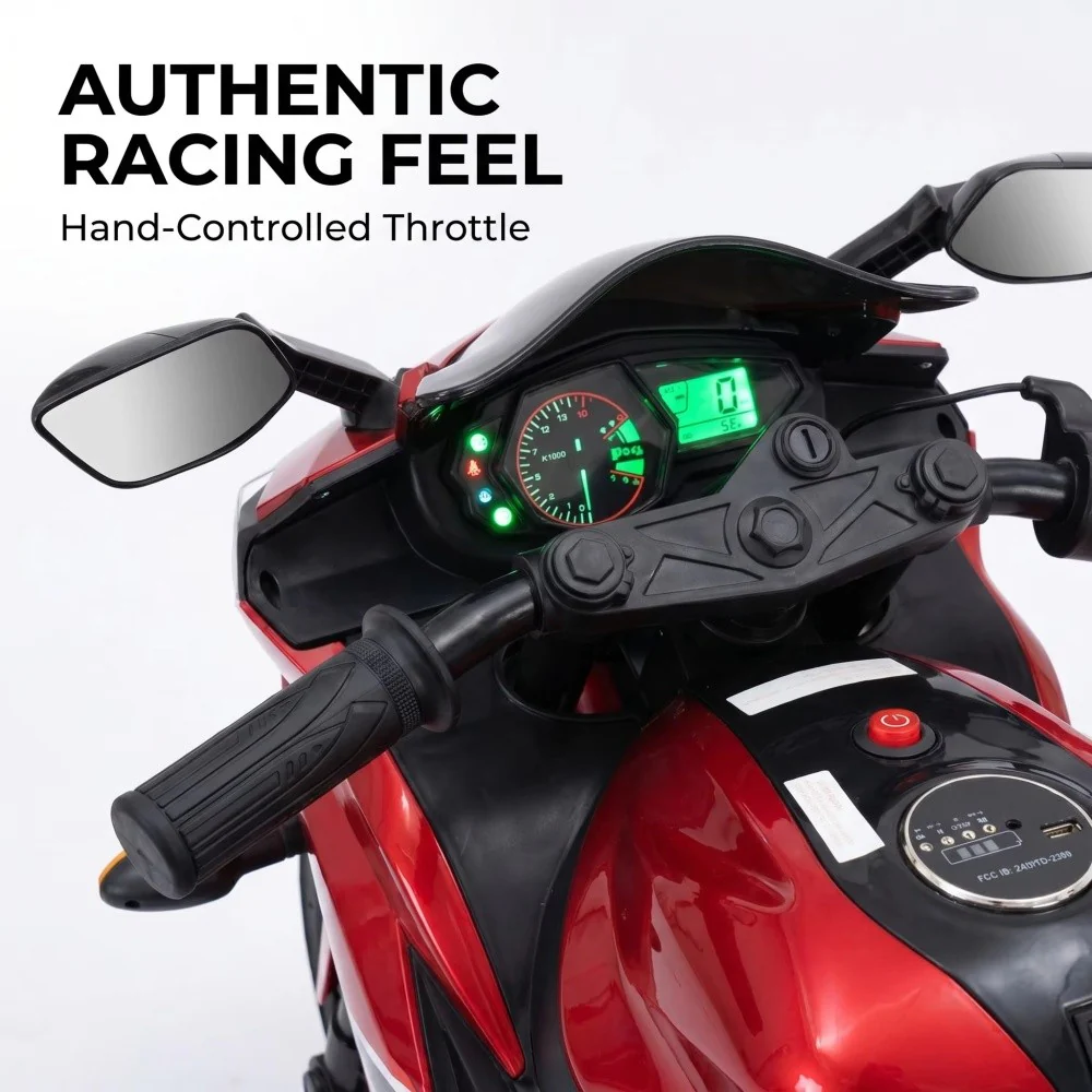 12V Ride-On Motorcycle for Kids with Training Wheels and Light-Up Wheels, Ages 3-6 - Image 12