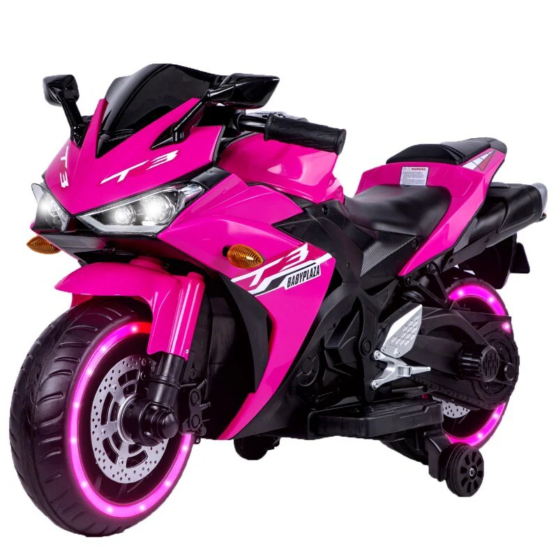 12V Kids Ride-On Motorcycle Toy with Training Wheels and 12V7Ah Battery for Ages 3-6 Years