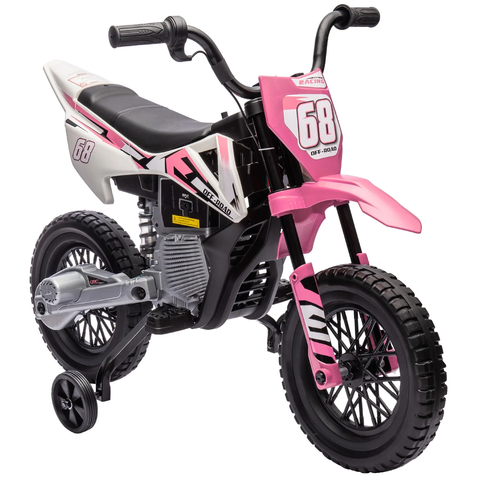 12V Kids Motorcycle with Twist Grip Throttle and Rear Suspension Pink