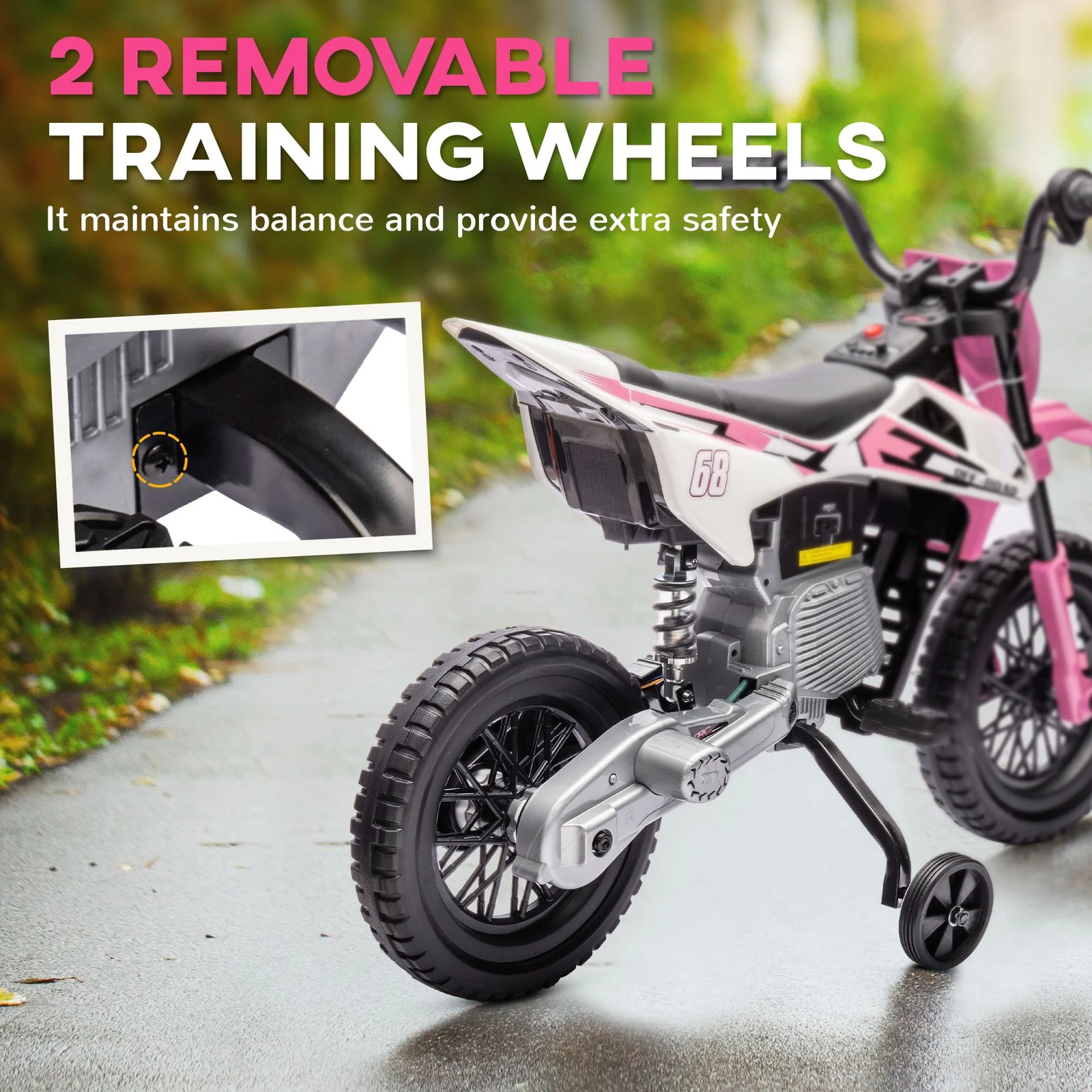 12V Kids Motorcycle with Twist Grip Throttle and Rear Suspension Pink - Image 6