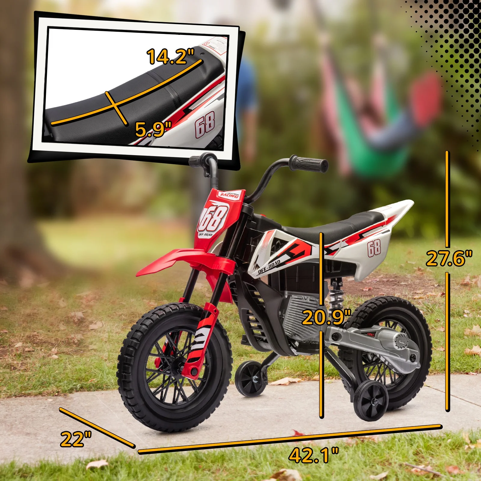 12V Kids Motorcycle with Twist Grip Throttle and Rear Suspension Red - Image 2