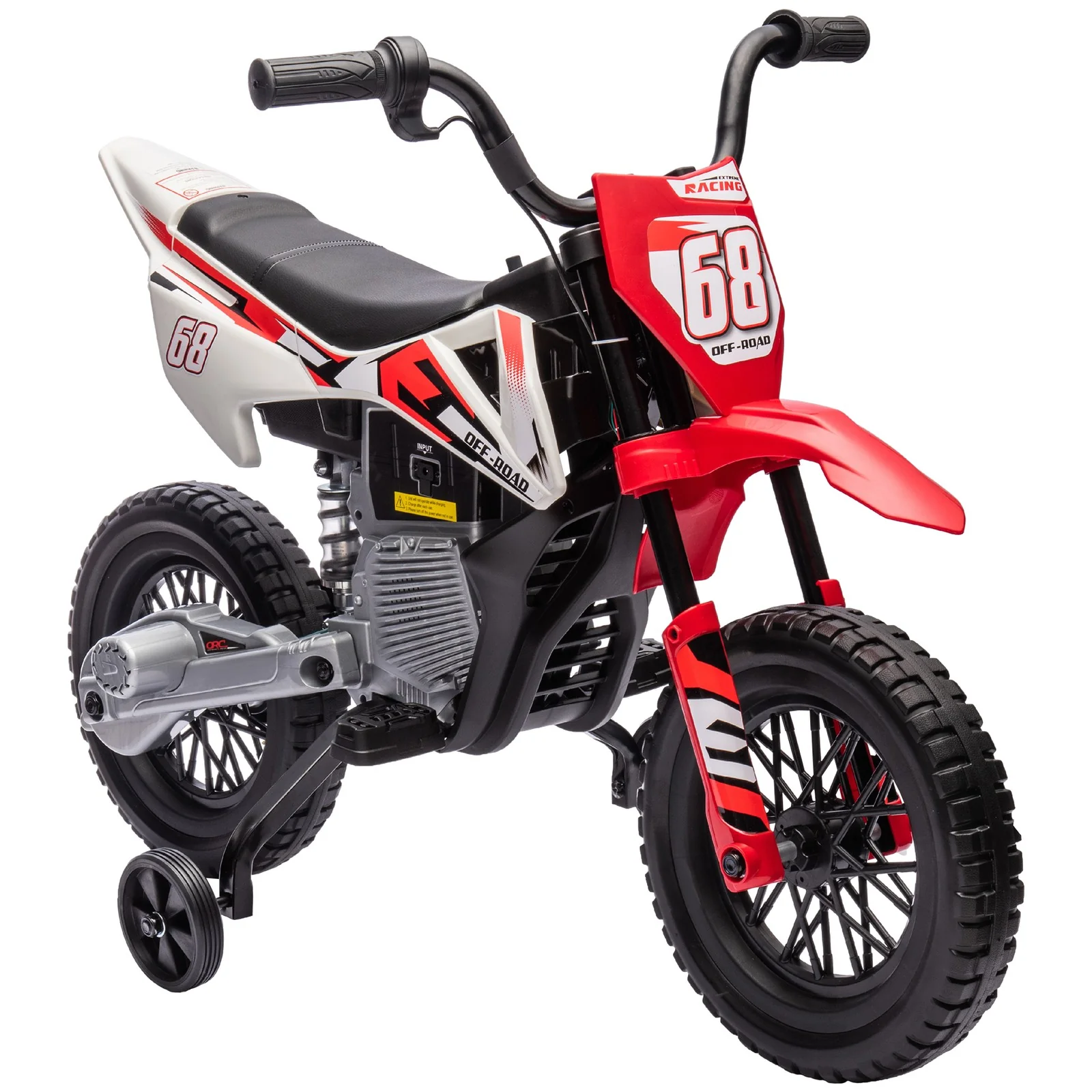 12V Kids Motorcycle with Twist Grip Throttle and Rear Suspension Red - Image 3