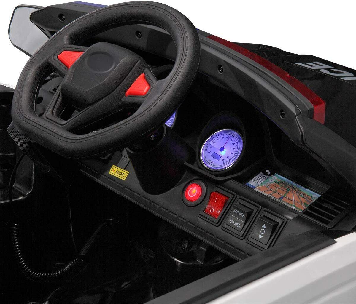 12V Kids Police Car SUV with Remote Control, Sirens, Megaphone, Lights, and Doors - AUX Compatible - Image 6