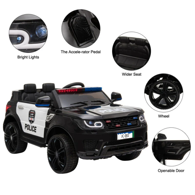 12V Kids Police Ride-On Electric Car with 2.4G Remote Control and LED Flashing Lights - Image 5