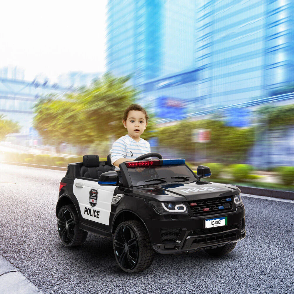 12V Kids Police Ride-On Car with Remote Control and LED Flashing Lights - Image 10