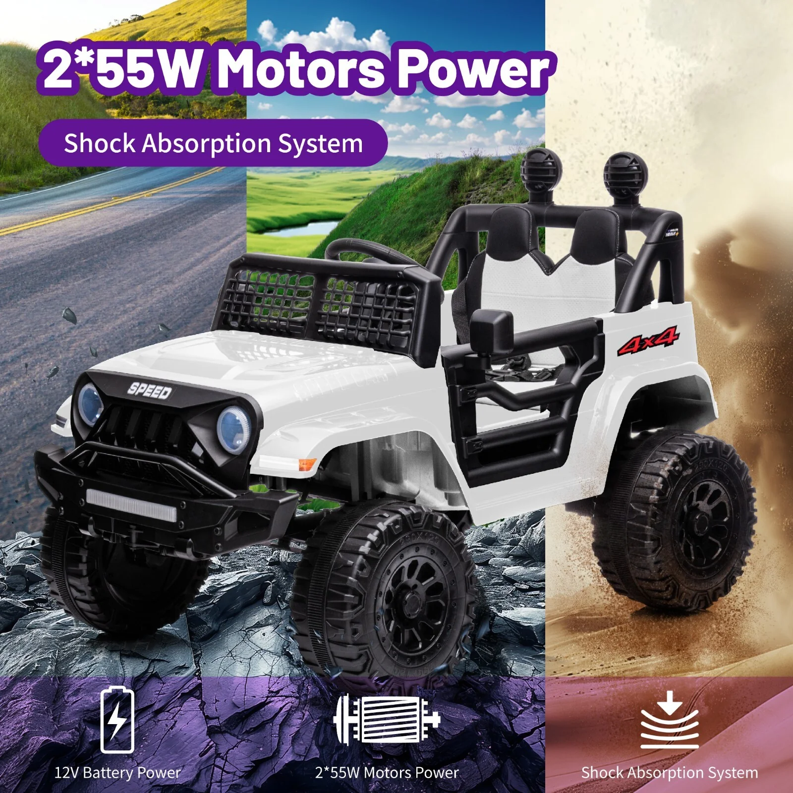 12V Kids Electric Ride-On Power Wheels Car Truck with Remote Control - Image 5