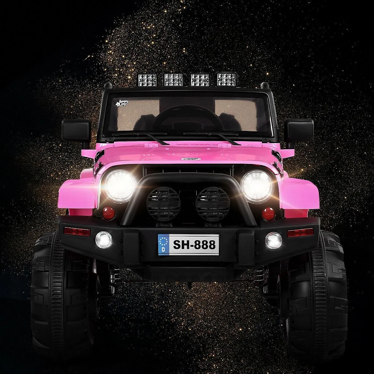 12V Pink Kids Remote Control Riding Truck Car with LED Lights - Image 2