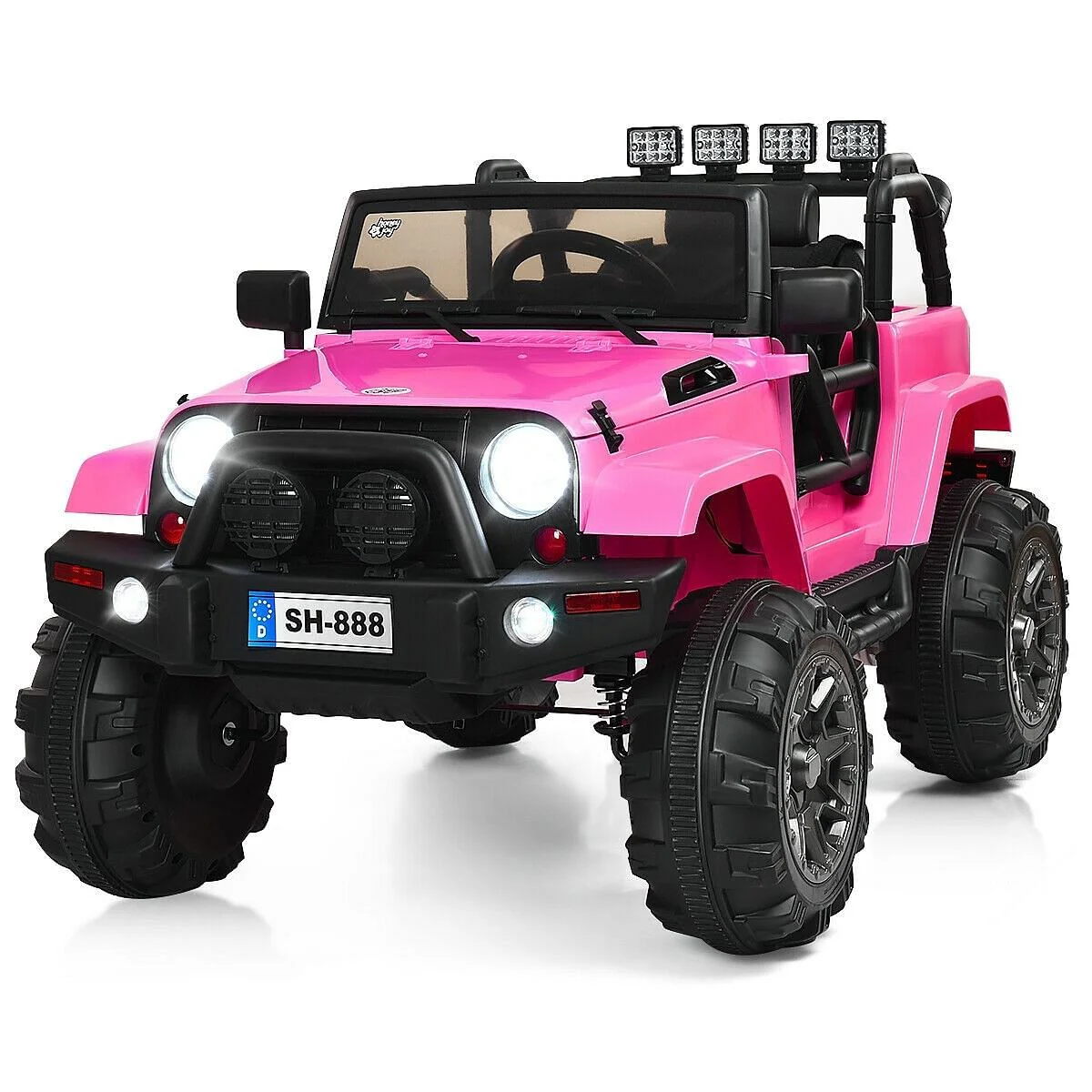 12V Pink Kids Remote Control Riding Truck Car with LED Lights - Image 4
