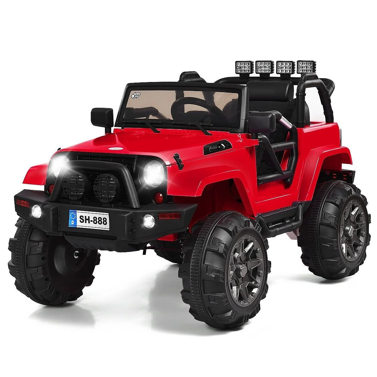12V Kids Remote Control Riding Truck Car with LED Lights Red
