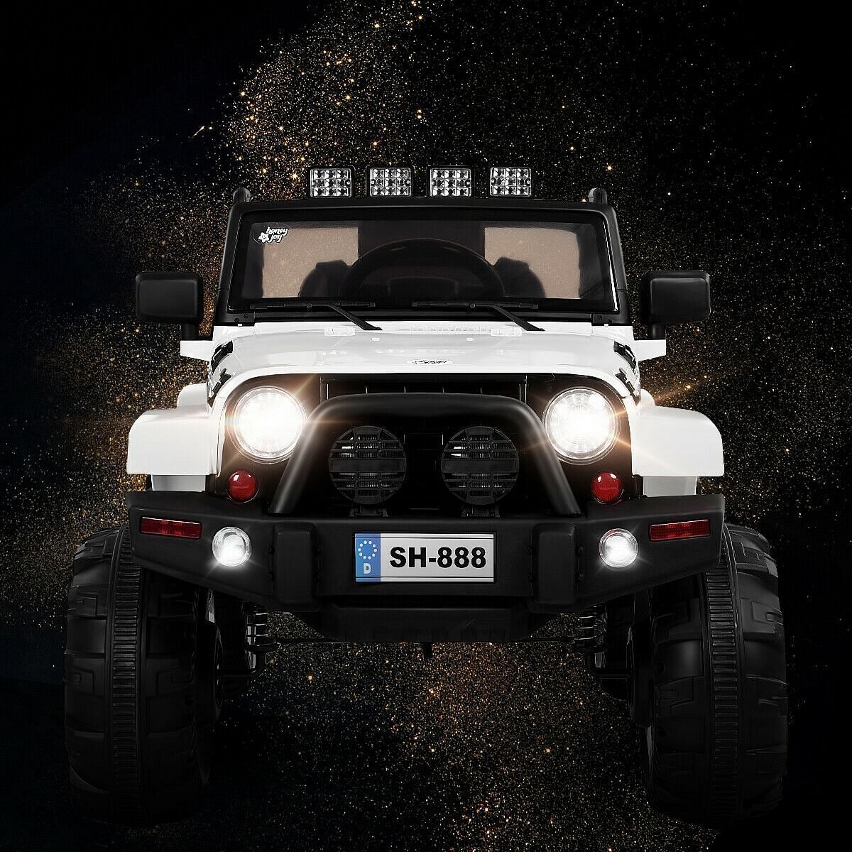 12V Kids Remote Control Truck Car with LED Lights in White - Image 2