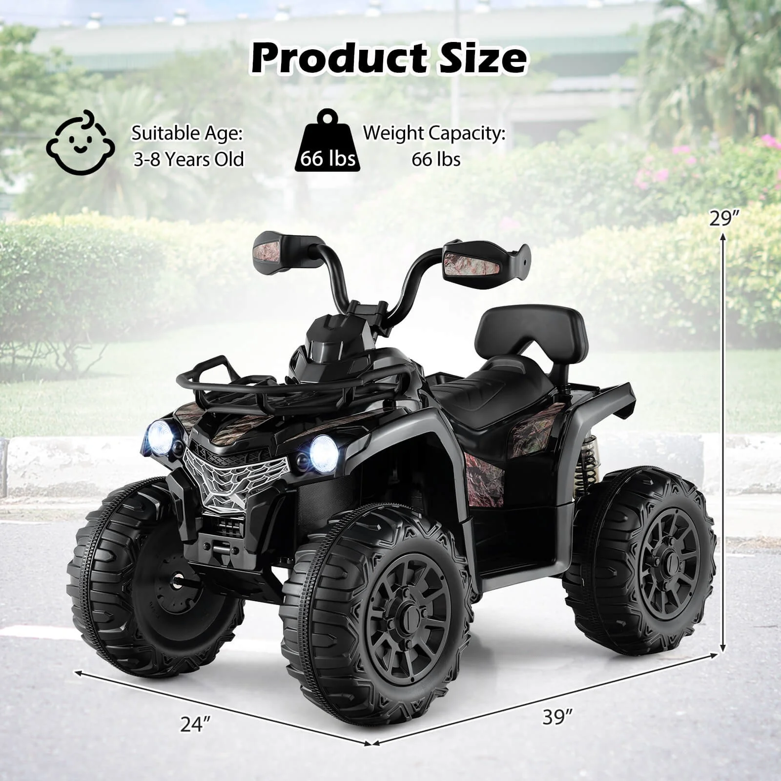12V Electric Kids Ride On ATV Quad 4-Wheeler with Music and Headlights - Image 2