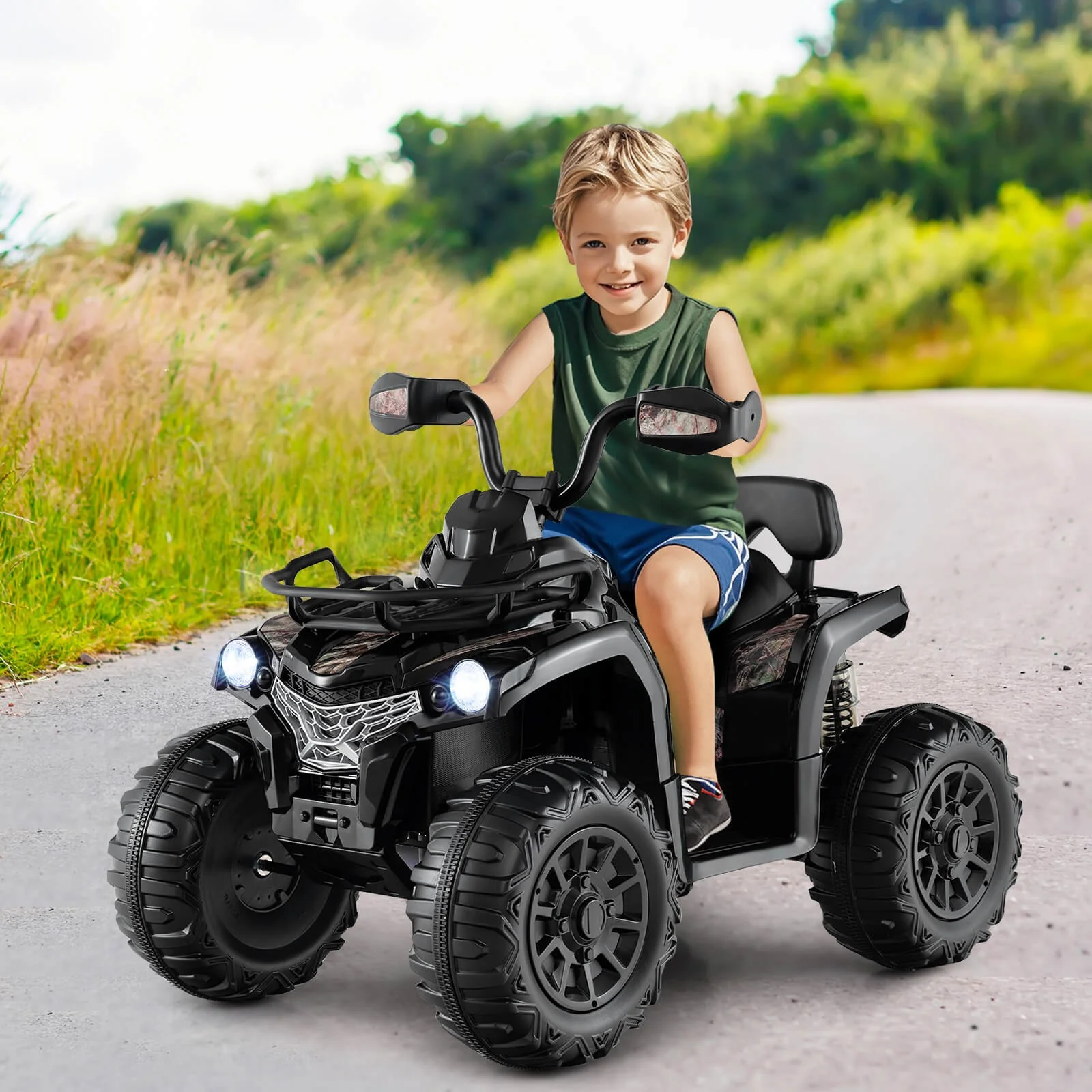 12V Electric Kids Ride On ATV Quad 4-Wheeler with Music and Headlights - Image 3