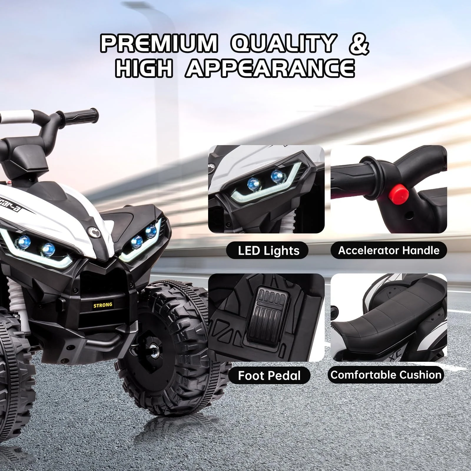 12V Battery-Powered Kids 4-Wheeler Ride-On ATV with LED Lights and Music - Image 5
