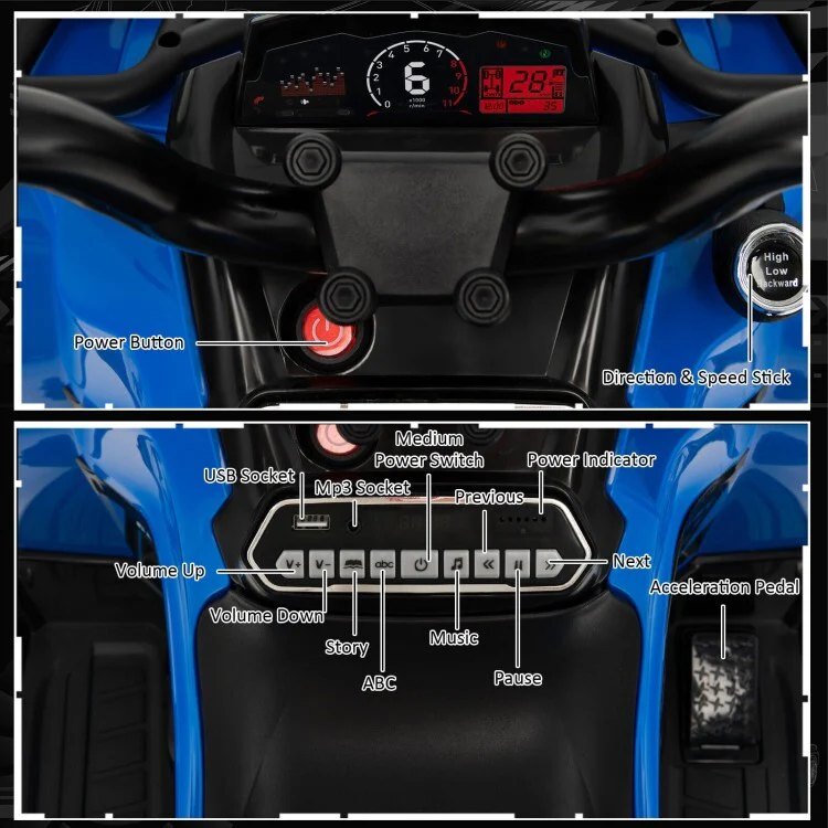 12V Kids Ride-On 4-Wheeler ATV with MP3 Player and Headlights Battery Powered - Image 16