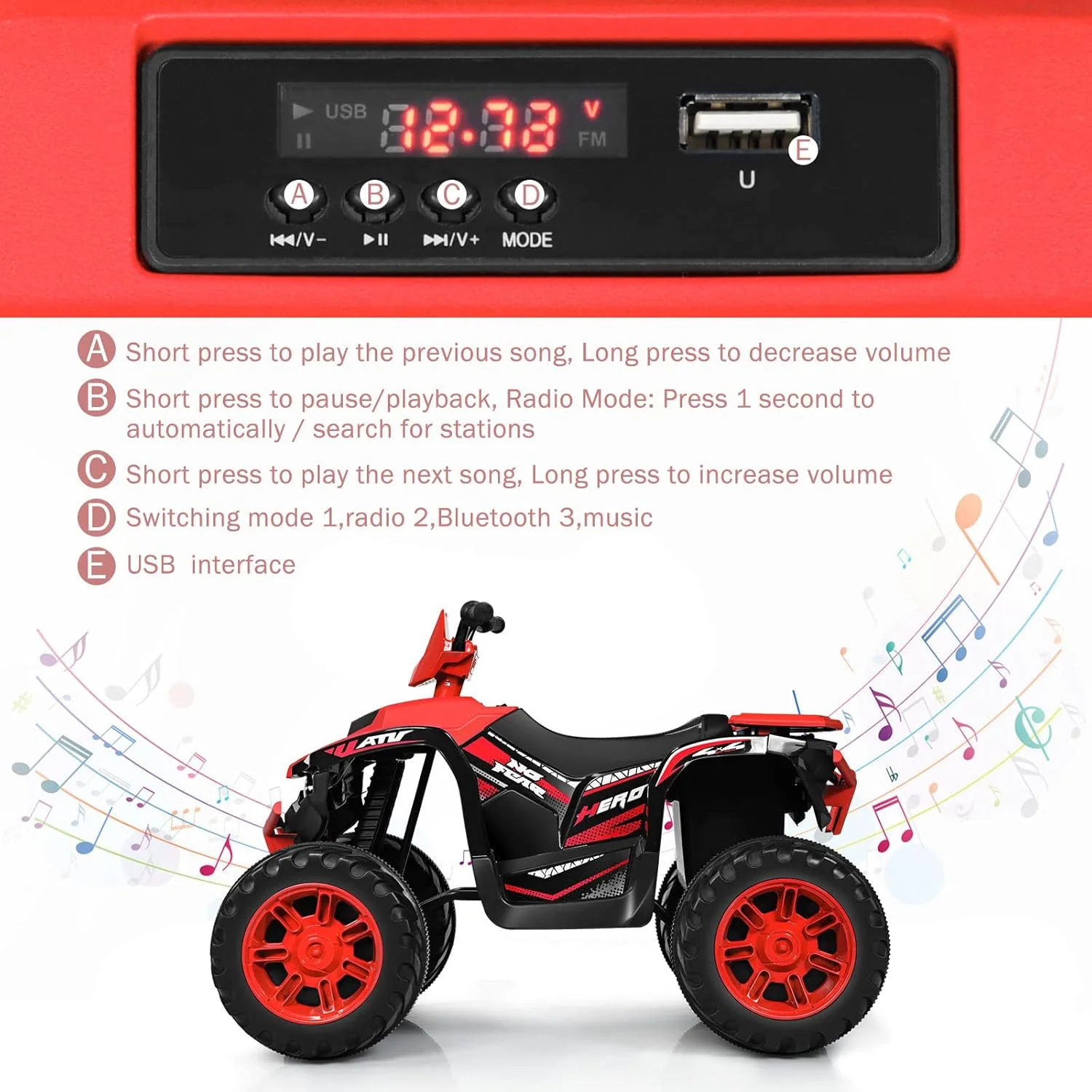 12V Kids Electric Ride-On 4-Wheeler ATV Battery-Powered Vehicle for Toddlers - Image 6