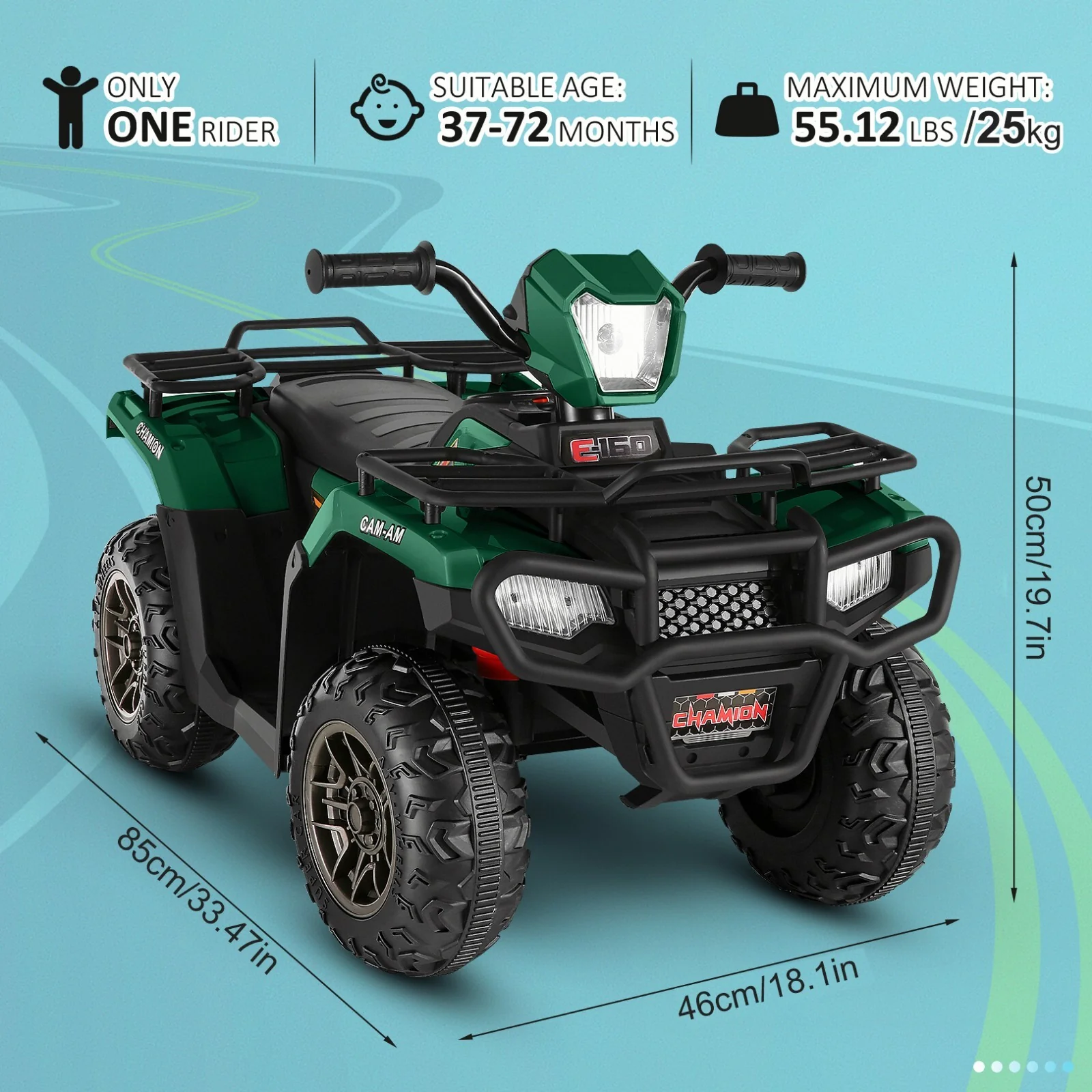 12V Kids Electric Ride-On ATV 4-Wheeler Quad Battery-Powered Car with 6 Color Options - Image 7