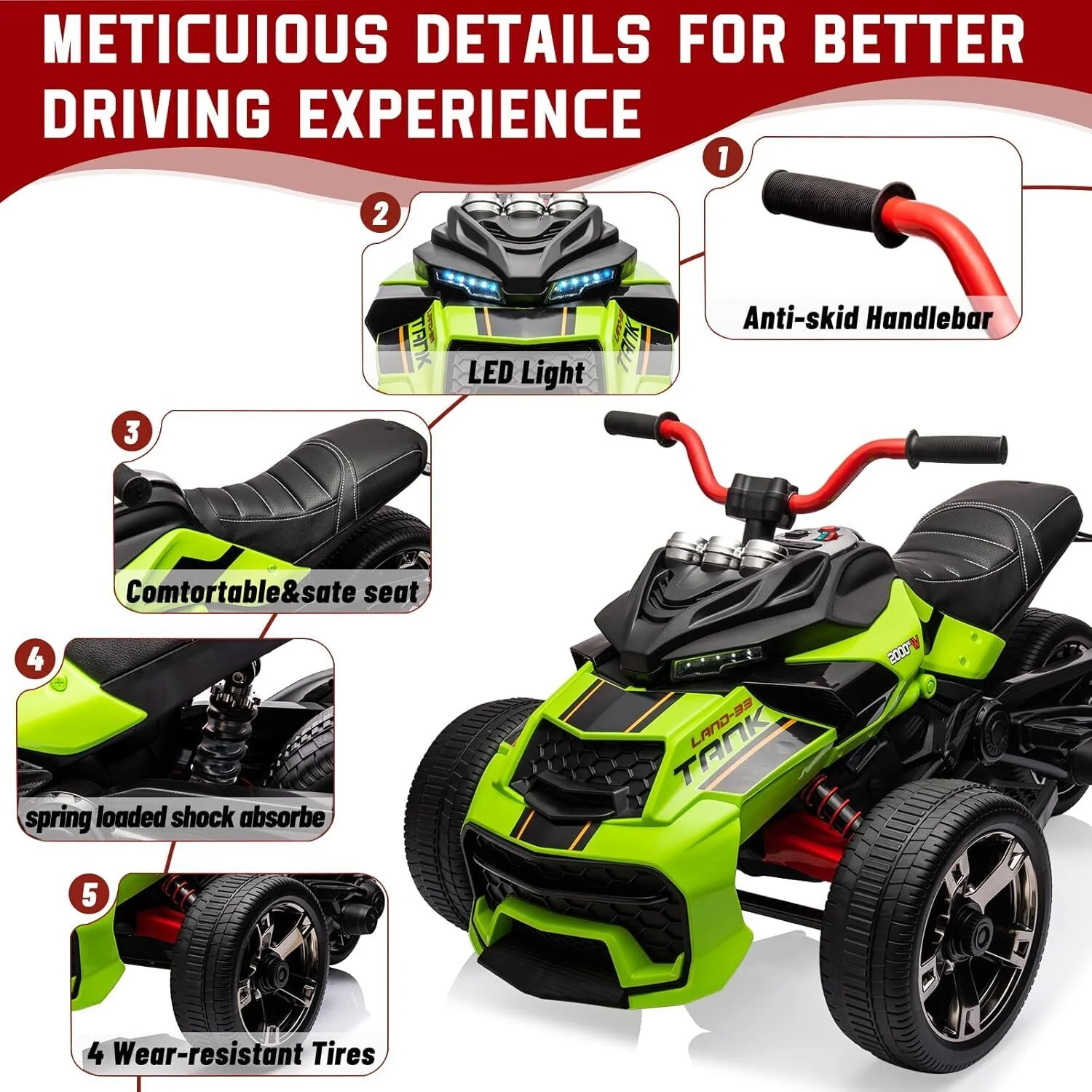 12V Electric 3-Wheel Ride-On ATV for Toddlers, Battery Powered Kids Car Toy - Image 10