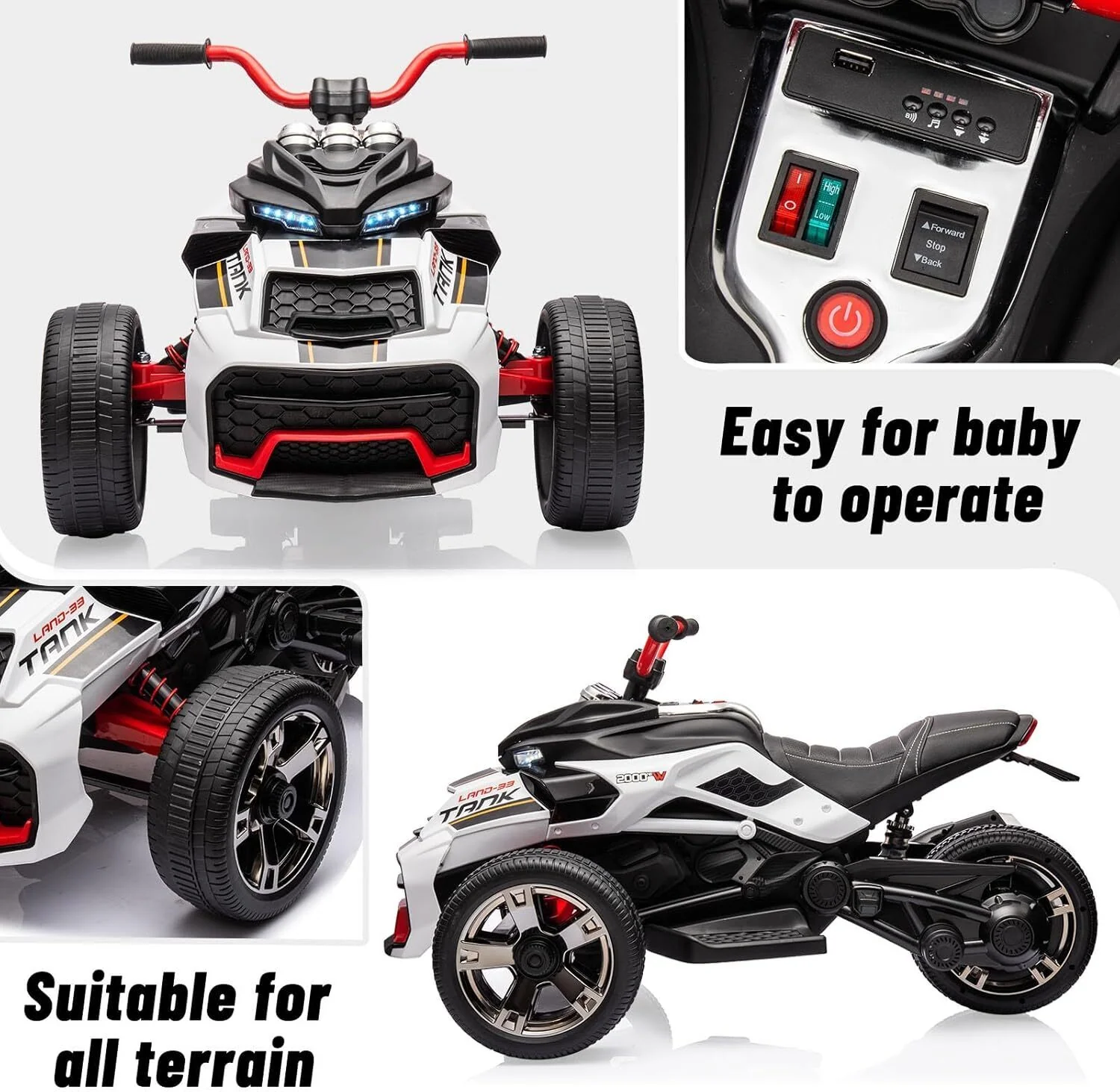 12V Electric 3-Wheel Ride-On ATV for Toddlers, Battery Powered Kids Car Toy - Image 3