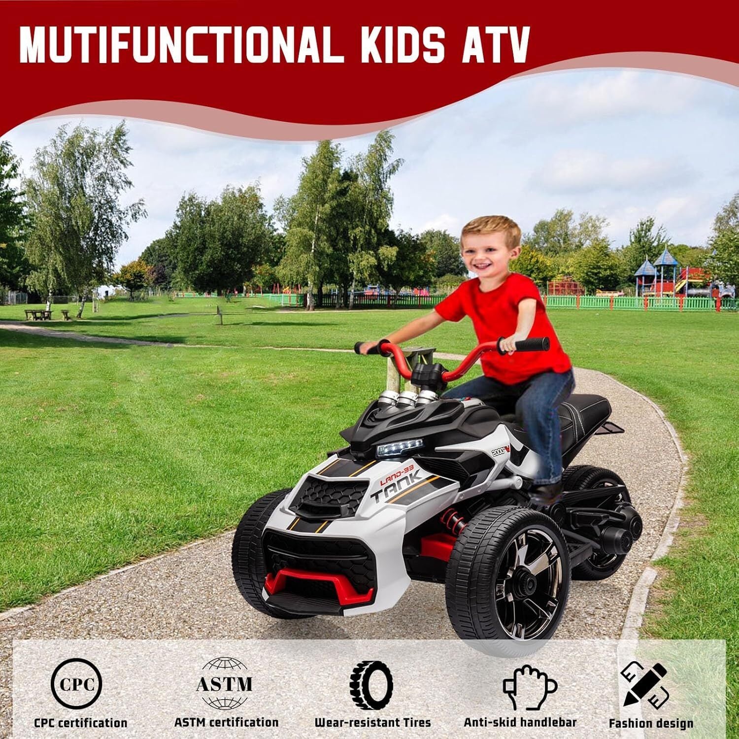 12V Electric 3-Wheel Ride-On ATV for Toddlers, Battery Powered Kids Car Toy - Image 5